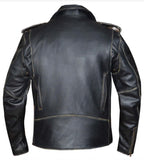 Men's Antique Brown MC Style Leather Jacket