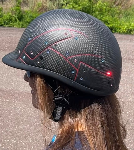 American BADASS Confetti Diamonds Carbon Fiber Smallest DOT Certified Motorcycle Helmet