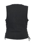 Women's Single Back Panel Smart Access Pockets Denim Vest