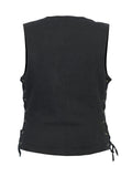 Women's Single Back Panel Smart Access Pockets Denim Vest