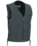 DM918 Men's Rough Rub-Off Raw Finish Broken Gray Denim Vest