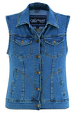 Women's Blue Denim Snap Front Vest