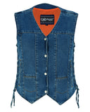 Women's 6 Pocket Denim Utility Vest - Blue