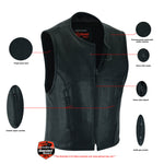 Men's Updated Perforated SWAT Team Style Leather Motorcycle Vest