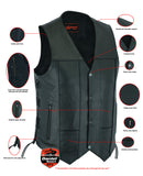 Men’s Ten-Pocket Motorcycle Vest with Concealed Carry