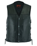 Ranger Motorcycle Leather Vest - Single Back Panel with Smart Access Pockets