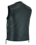 Ranger Motorcycle Leather Vest - Single Back Panel with Smart Access Pockets