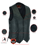 Men's Side Lace Economy Leather Motorcycle  Vest