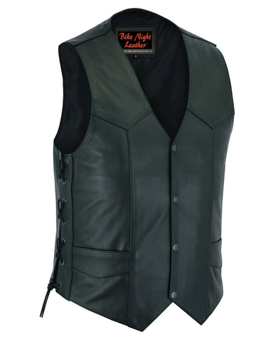 Men's Side Lace Economy Leather Motorcycle  Vest