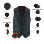 Men's Traditional Light Weight Leather Motorcycle Vest