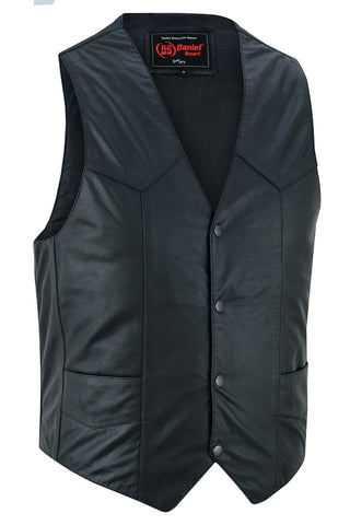 Men's Traditional Light Weight Leather Motorcycle Vest