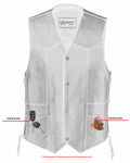 Traditional Single Back Panel Concealed Carry Motorcycle Vest - Black