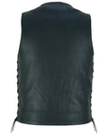 Gold Traditional Black Leather Vest with Smart Access Pockets