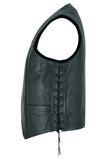 Gold Traditional Black Leather Vest with Smart Access Pockets