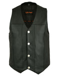 Men's Black Leather Concealed Carry Vest with Buffalo Nickel Snaps