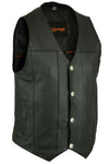 Men's Black Leather Concealed Carry Vest with Buffalo Nickel Snaps