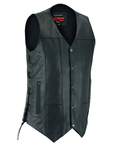 Men's Ten Pocket Utility Leather Vest - TALL