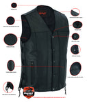 Men's Tall Classic Tapered Bottom Motorcycle Leather Vest