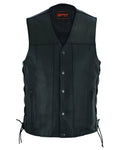 Men's Tall Classic Tapered Bottom Motorcycle Leather Vest