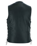 Men's Tall Classic Tapered Bottom Motorcycle Leather Vest