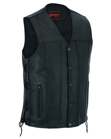 Men's Tall Classic Tapered Bottom Motorcycle Leather Vest