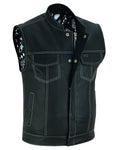 Men's Paisley Black Leather Motorcycle Vest