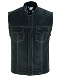 Men's Paisley Black Leather Motorcycle Vest