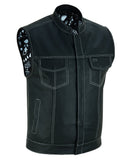 Men's Paisley Black Leather Motorcycle Vest