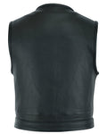 Drop Zone Men's Leather Motorcycle Vest - Black