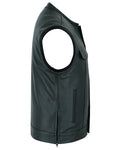 Mens Upgraded Style Leather Biker Vest Smart Access Pockets