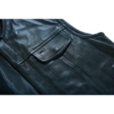 Men’s Black Milled Leather Concealed Vest