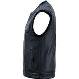 Men’s Black Milled Leather Concealed Vest