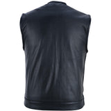 Men’s Black Milled Leather Concealed Vest