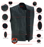 Men's Premium Black Perforated Collarless Concealed Carry Vest