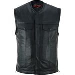 Upgraded Style  Mens Leather Motorcycle Vest with Smart Access Pockets