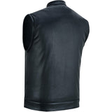 Men's Upgraded Style Smart Leather Vest Smart Access Pockets Side Zipper