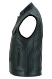 Private Black Leather Vest with Smart Access Pockets