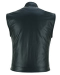 Private Black Leather Vest with Smart Access Pockets