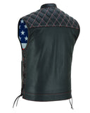 Road Edge Black Leather Vest with Smart Pockets & Removable Hood