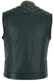 Men's Black Leather Whiskey Concealed Carry Vest with Scoop Collar