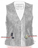 Women's Gray Single Back Panel Leather Vest with Smart Access Pocket