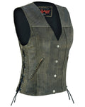 Women's Antique Brown Single Back Panel Vest with Smart Access Pocket