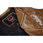 Women's Brown Zippered Leather Vest with Lacing Details