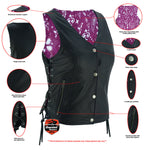 Miss Miles - Purple Paisley Women's Leather Vest