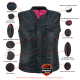 Violet Pink Women's Leather Vest