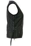 Women's Leather Vest with Grommet and Lacing Accents