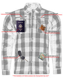 Alpha Check Men's  Armored Motorcycle Flannel Shirt - Gray/Black