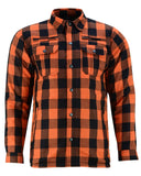 Alpha Check  Men's  Armored Motorcycle Flannel Shirt - Orange