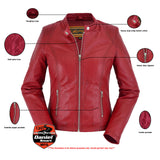 Cabernet Women's Slim Fit Red Leather Jacket