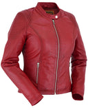 Cabernet Women's Slim Fit Red Leather Jacket